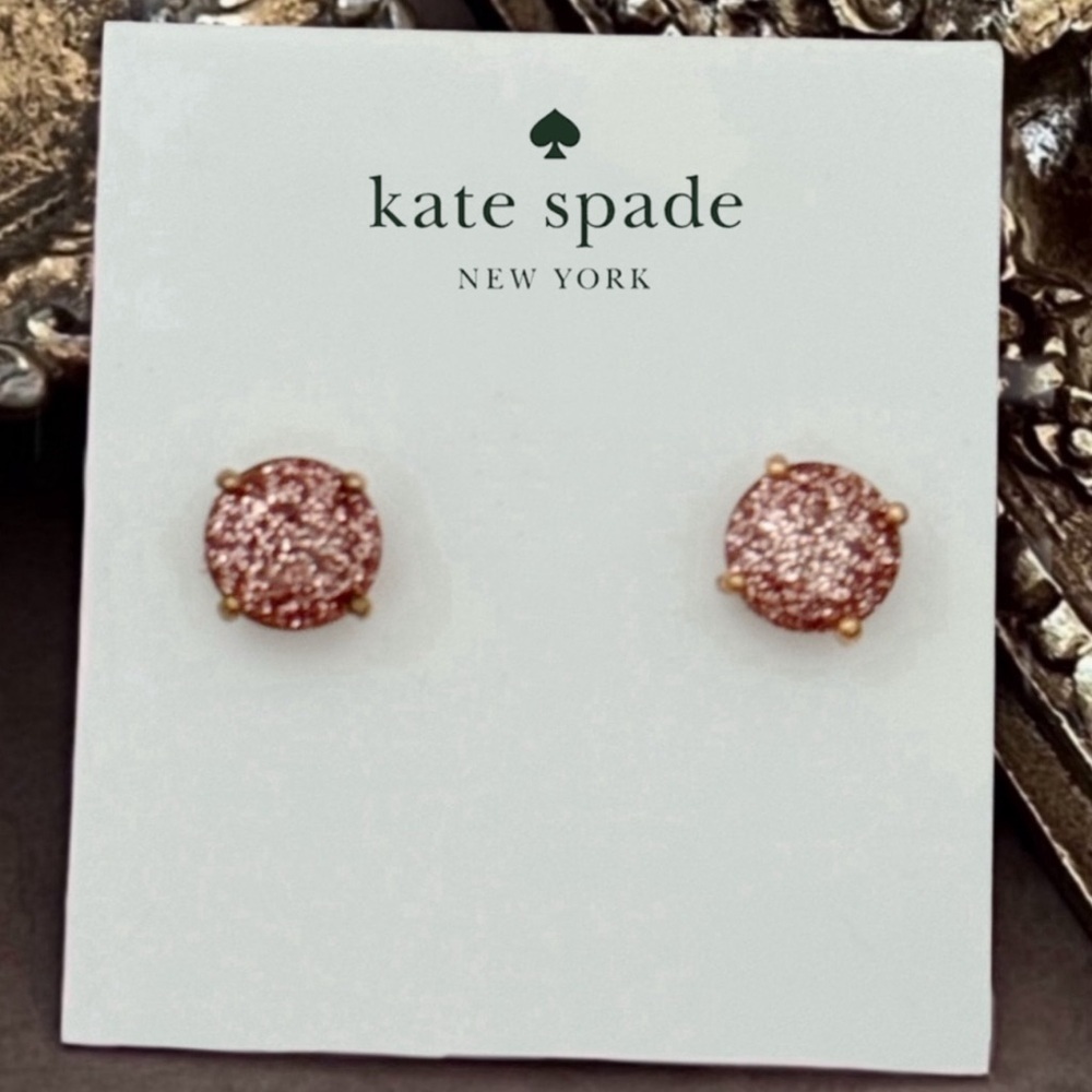 KATE SPADE • Rose Gold Glitter Gumdrop Earrings - Picture 4 of 4